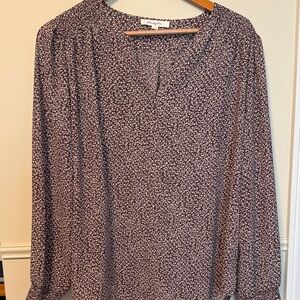 Dusty Purple Floral V-Neck Long-Sleeve Blouse